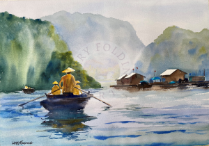 Ha Long Bay watercolor by Larry Folding
